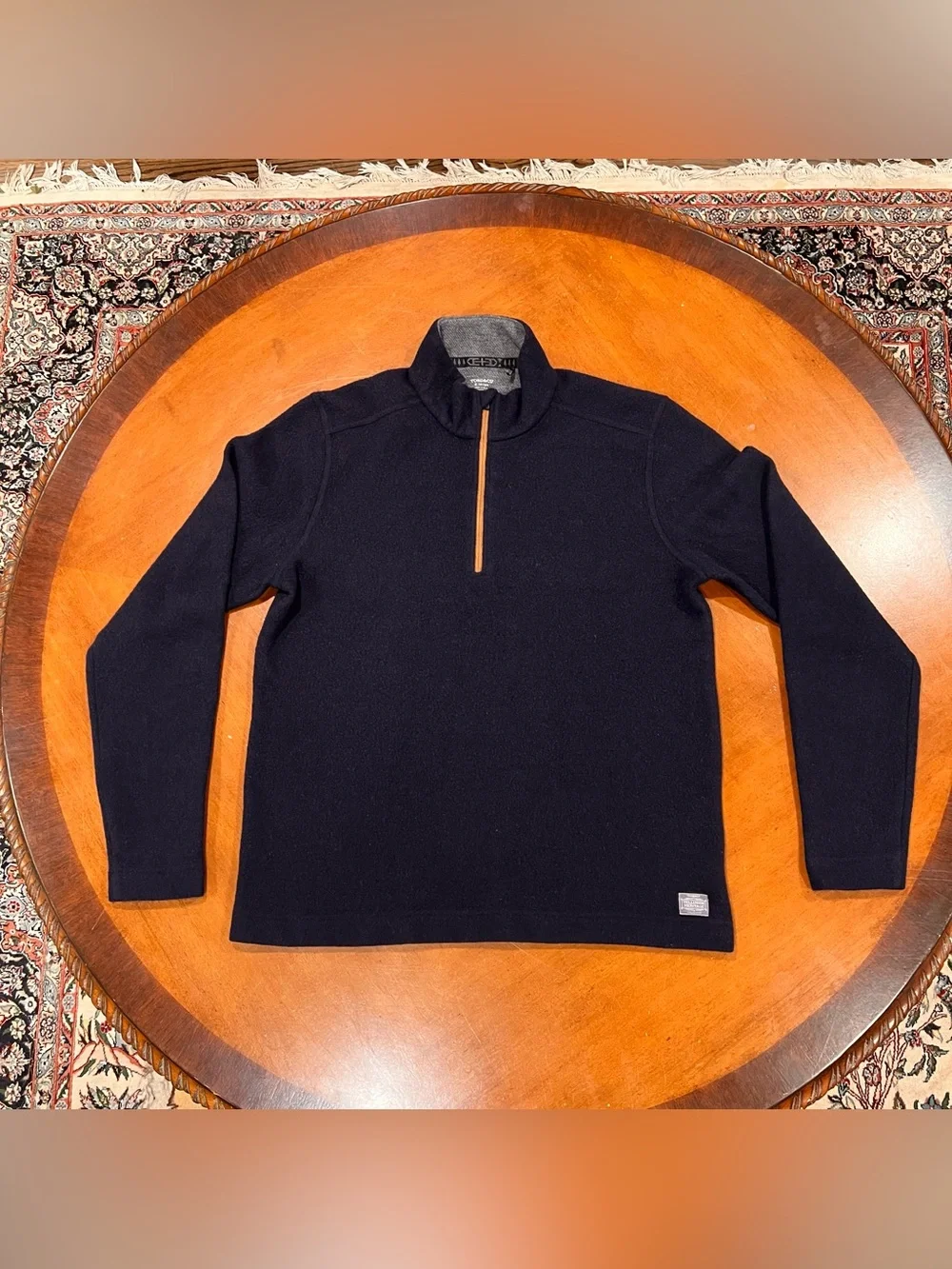 Toad & Co. Men’s Kennicott Wool Blend 1/4 Zip Sweater‎ Navy Blue XL Pullover